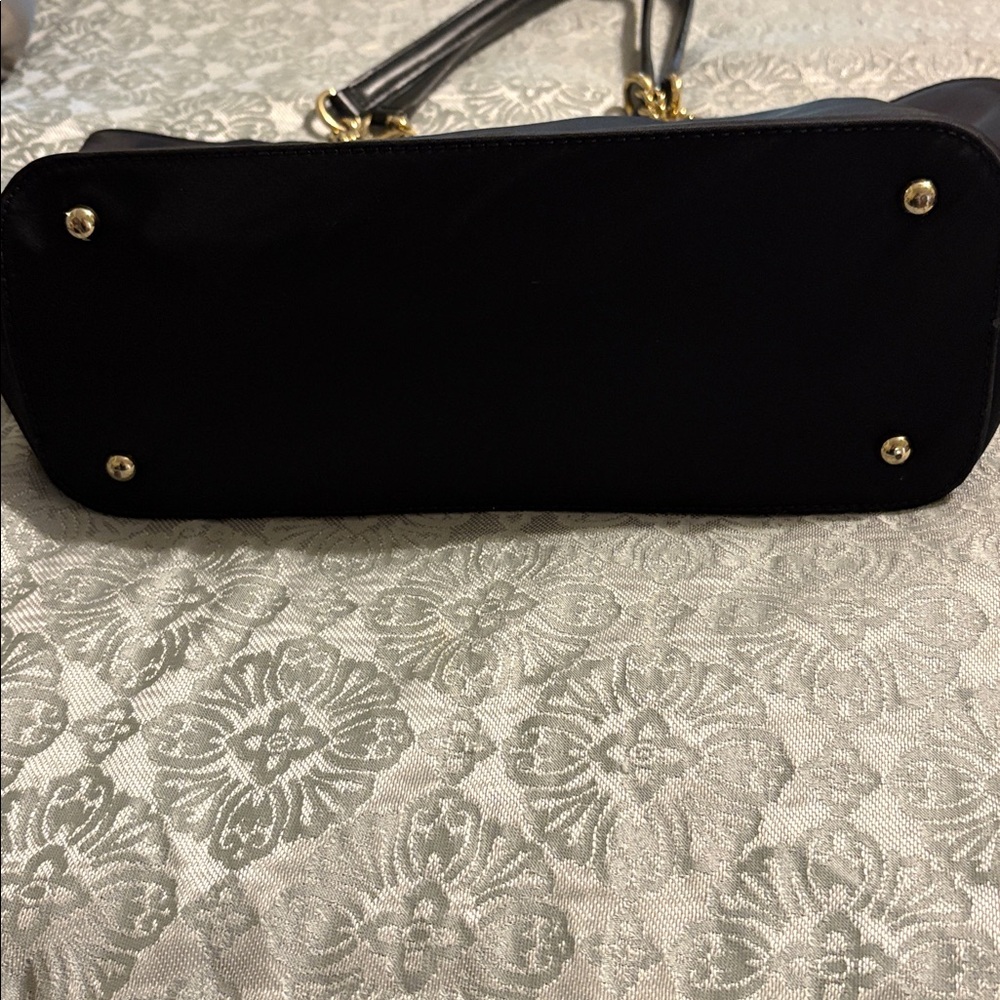 Calvin Klein Black Tote with Gold Chain Accents - Picture 3 of 7